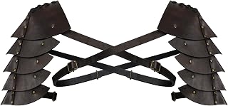 HiiFeuer Medieval Faux Leather Double Handkerchief, Vintage Mercenary Knight Shoulder Armor for Larp/Cosplay REN Faire