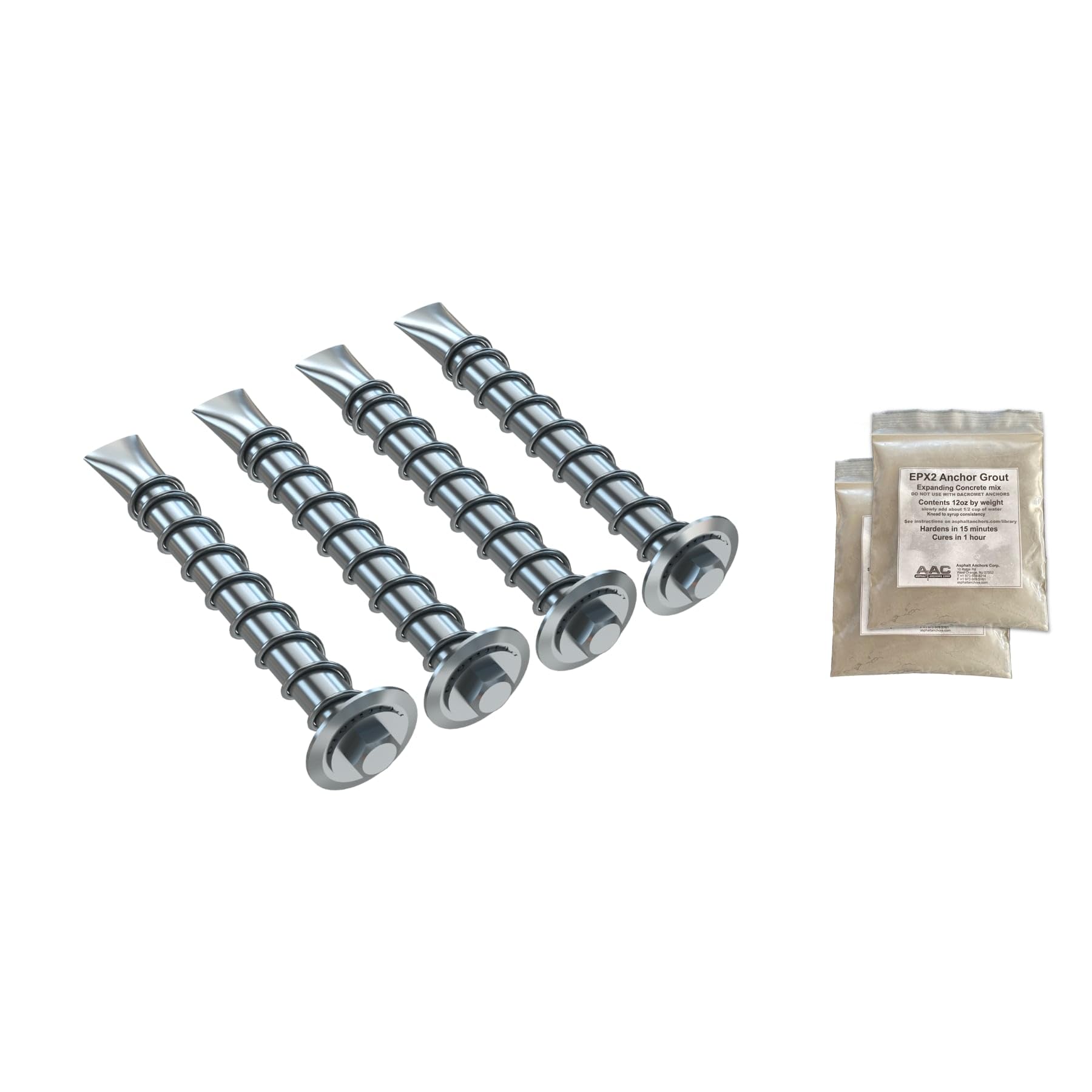 AK-4 Asphalt Anchor & Grout Kit - Four 1500 lbs. Pull Rated SP10-38 Chemical Anc