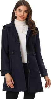 Allegra K Women's Classic Winter Coat with Pockets Single Breasted Coat