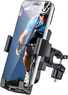 amzluv Bike Phone Holder Mount, Secure Handlebar Phone Mount Holder for Bike and Motorcycle, Suitable for iPhone and 4.5-6.8" Smartphones, Black