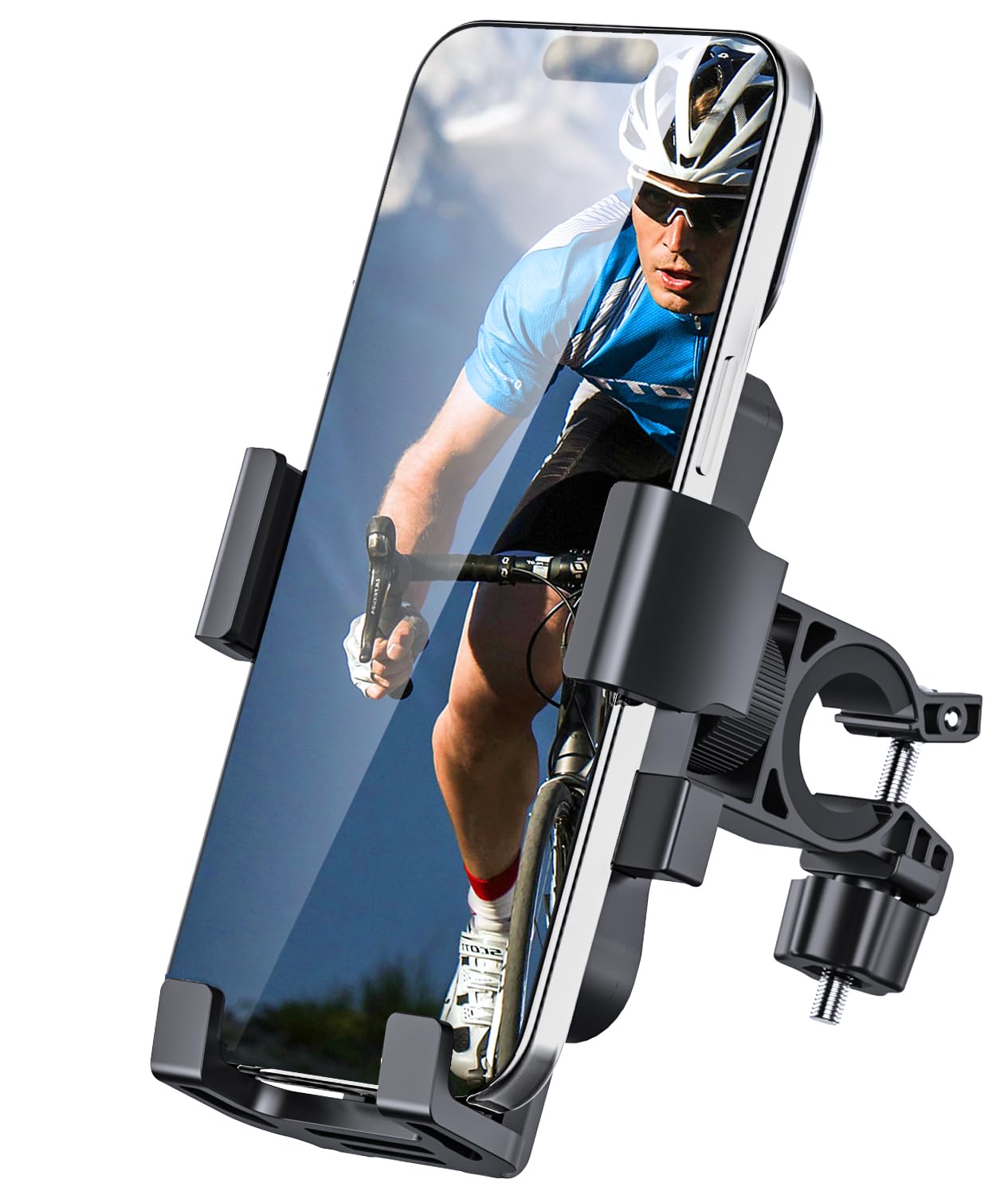 amzluv Bike Phone Holder Mount, Secure Handlebar Phone Mount Holder for Bike and