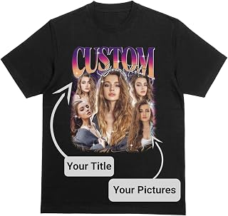 Crafted Memories - Custom Bootleg Rap T-Shirt/Hoodie | Personalised 90s Graphic Style | Add Up to 6 Photos | Retro Music Fashion | Unisex Comfort, Mixed