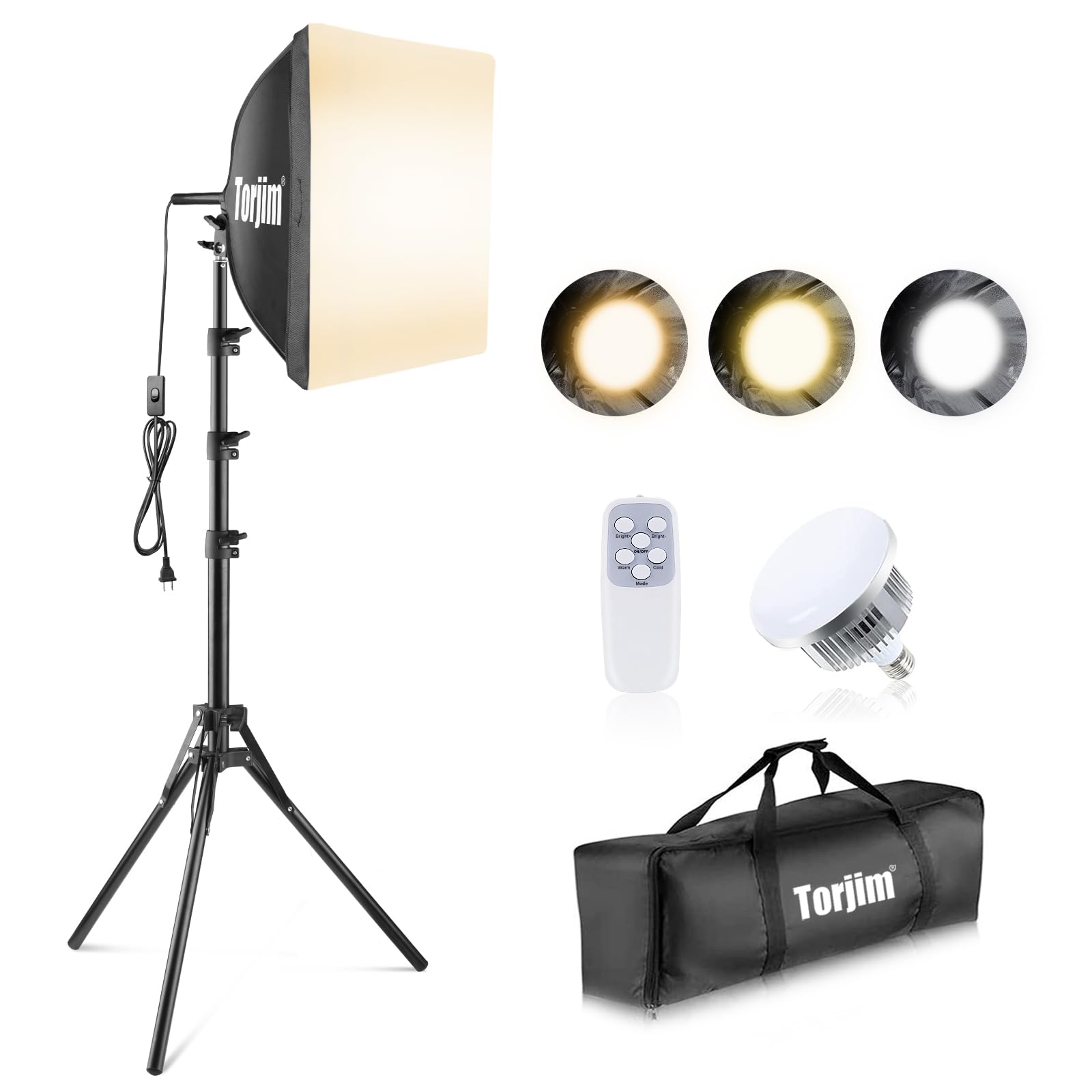 Torjim Softbox Photography Lighting Kit | 16" X 16" & 85W LED Studio Light | Sof
