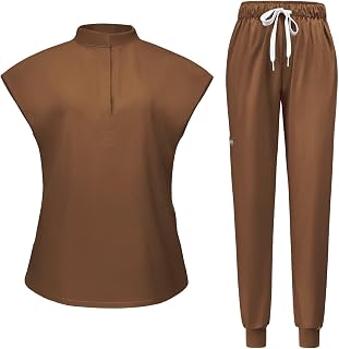 2026 Newest Scrubs Set for Women, 4-Way Stretch Medical Workwear Nurse Uniforms Set Modern Scrub Top & Jogger Pants