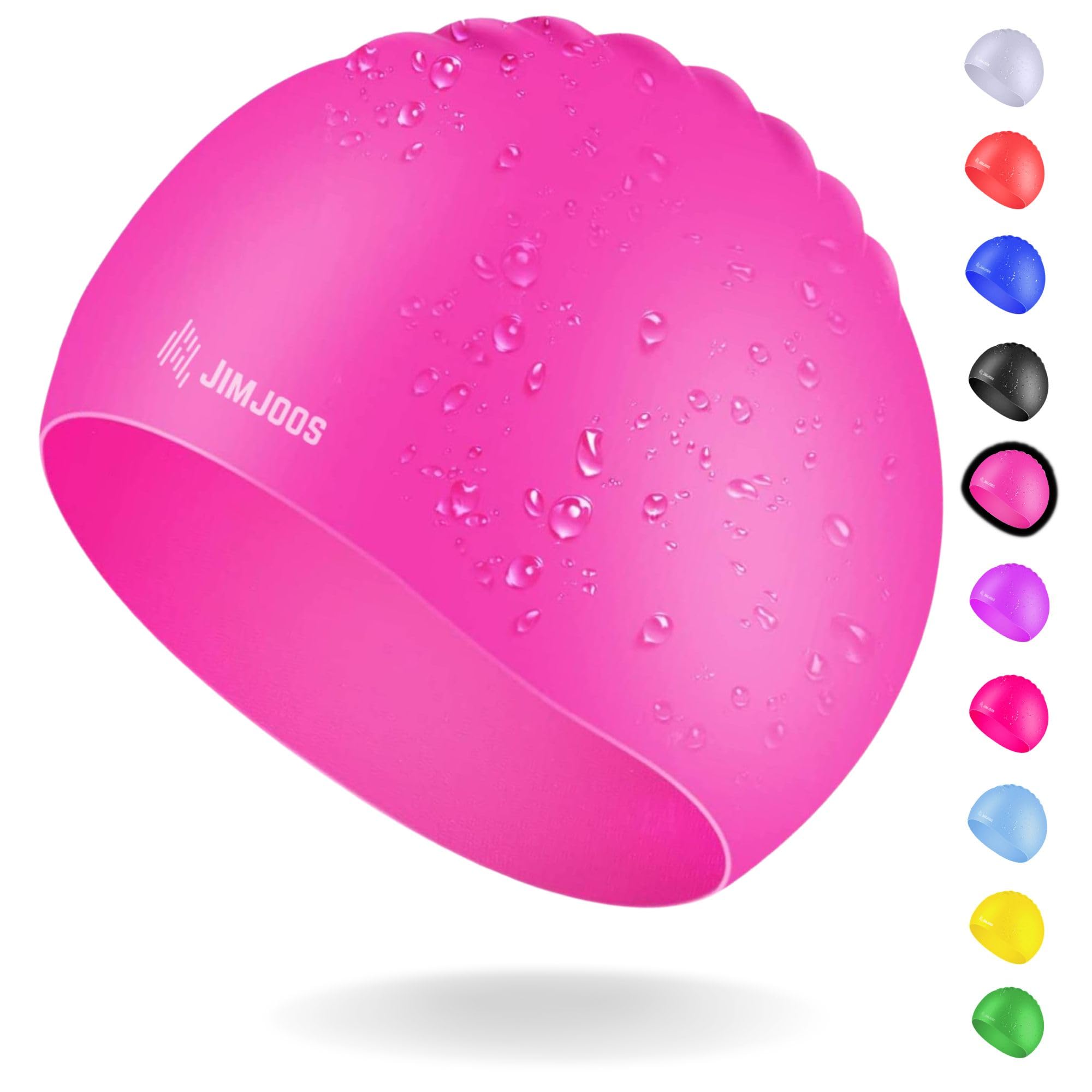 JIMJOOS Kids Swimming Cap 3–14 Years - Silicone Swim Cap for Boys & Girls - Anti