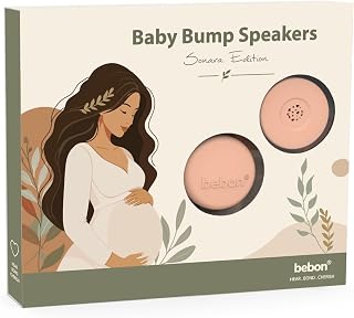 Baby Bump Headphones Plays and Shares Music, Sound, Voices to the Womb | from Your Phone Apps, Sonara Edition, Prenatal Speaker (Peach)