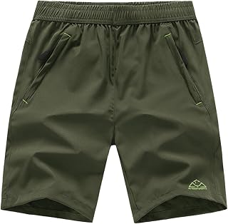 Rdruko メンズ クイックドライ ハイキングショーツ 軽量 ランニング ジム アウトドア アクティブ ショーツ ジッパーポケット付き