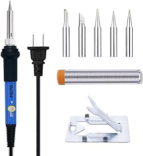 Soldering Iron Kit Electronics - FEITA Adjustable Temperature Solder Iron AC110V 60W with 5Pcs Different Solder Tips, Soldering Stand, Solder Wire for Variously Electronic Repair