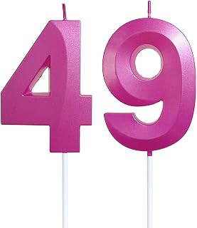2.76" Number Candles Birthday Gifts for Women Men Birthday Decorations Birthday Candles Numbers Happy Birthday Candles for Cake 2 Candle for Women for Men (Pink, 49th)