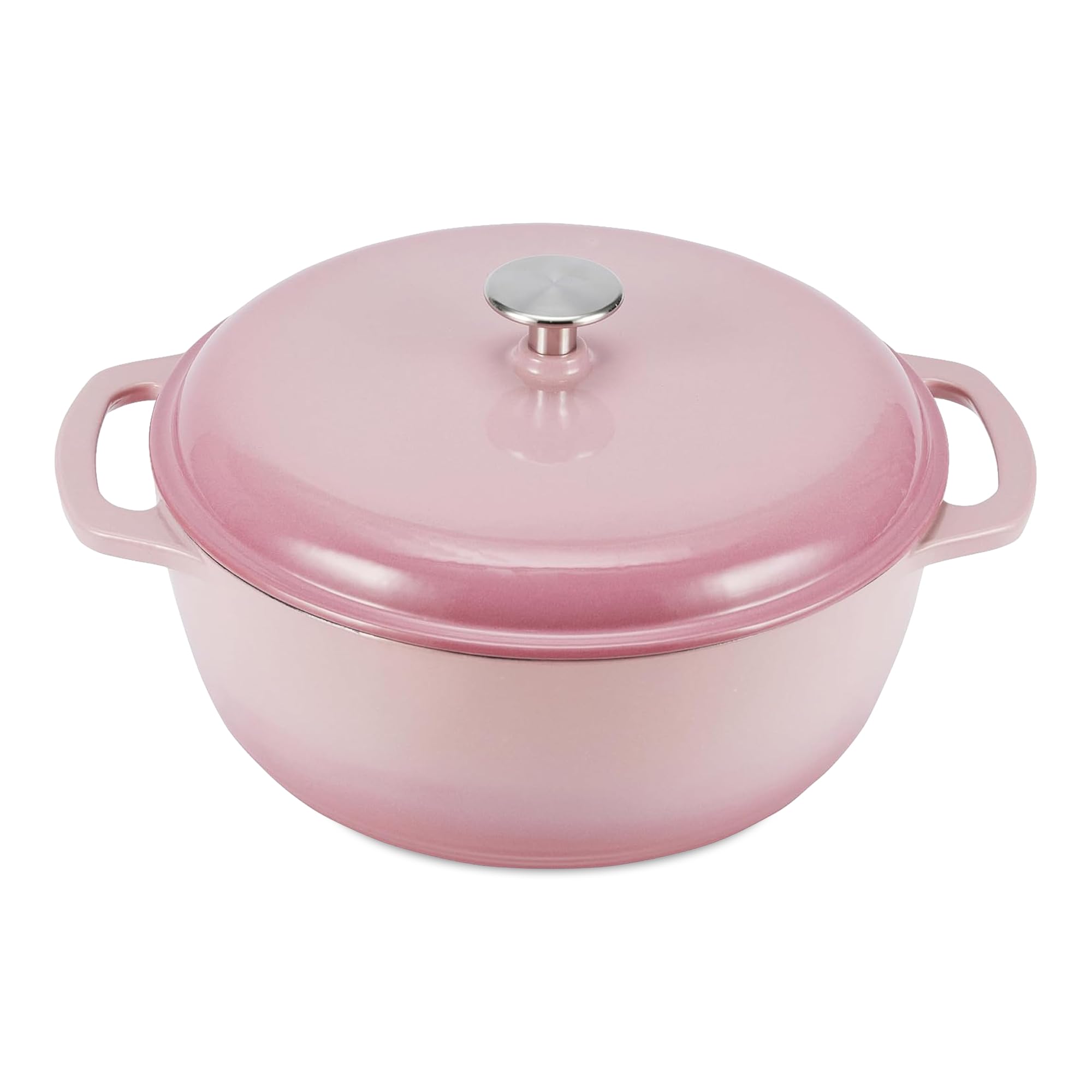 Amazon Basics Enameled Cast Iron Dutch Oven Pot With Lid, 6-Quart, Round, Dual H