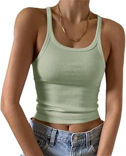 Artfish Women's Sleeveless Tank Top Form Fitting Scoop Neck Ribbed Knit Basic Cami Shirts