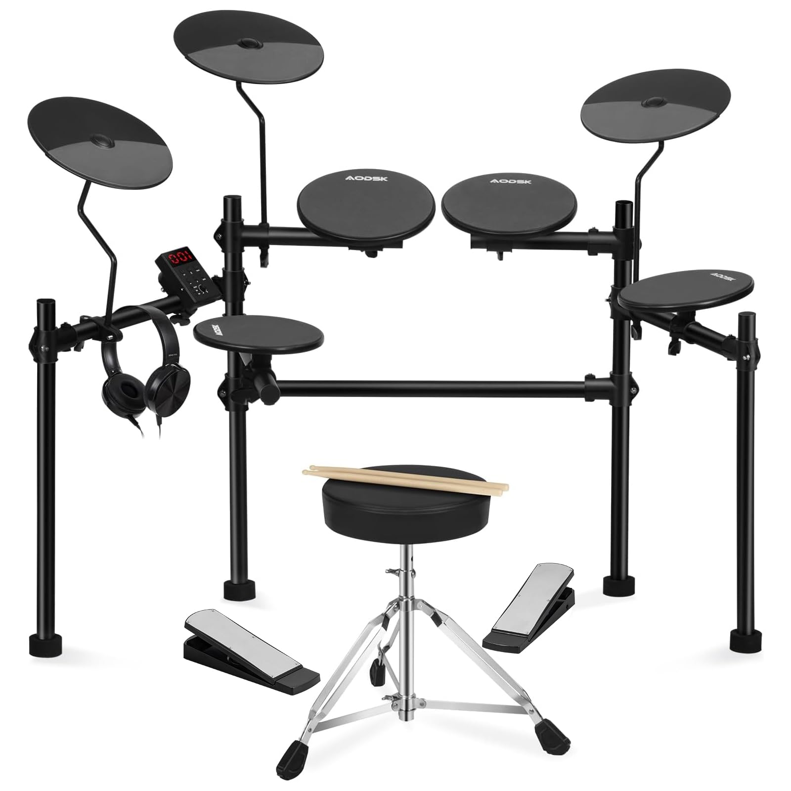 AODSK Electronic Drum Set With 4 Quiet Drum Pads,200 Sounds 20 Drum Kits | Porta