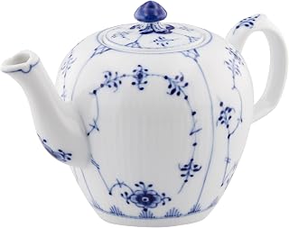 Royal Copenhagen 1017180 Blue Fluted Plain Teapot, Mini, 11.8 fl oz (350 ml), Wedding Gift