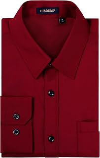 HISDERN Men's Plain Shirt, Colour-Easy Ironing