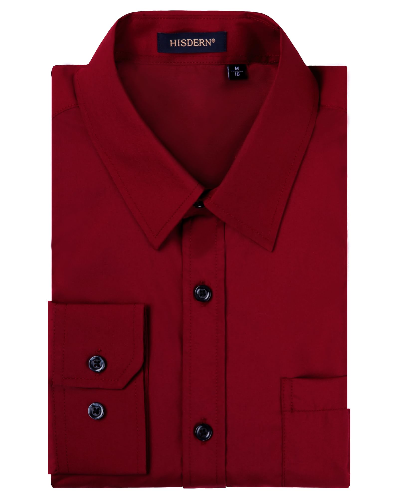 HISDERN Men's Plain Shirt, Colour-Easy Ironing