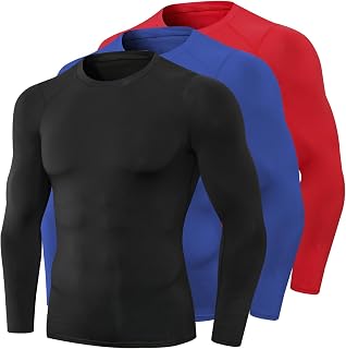 1/3 Pack Men's Compression T Shirts Long Sleeve Athletic Training Quick Dry Basketball Football