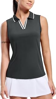 MIER Sleeveless Golf Polo Shirts for Women, V Neck Collared Tank Top