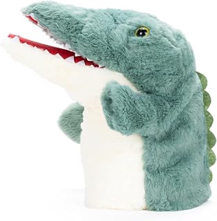 PlushLiAi Ventriloquist Hand Puppet Crocodile Plush Puppets for Kids, Green, 10"
