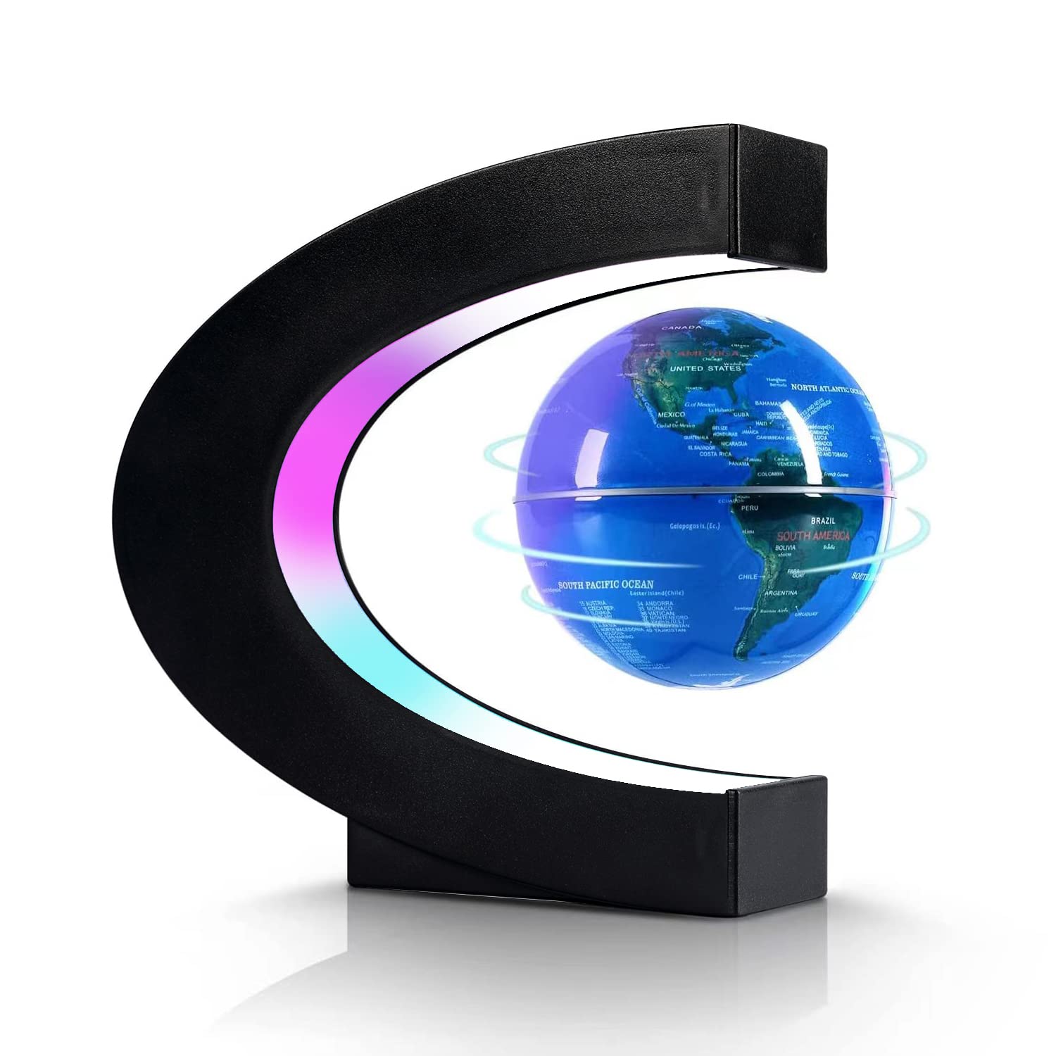 Flagest Magnetic Levitation Floating Globe, Levitating C Shape Globe with LED Li