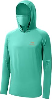 Bassdash - Men's Long Sleeve Top with UPF 50+ Protection and Built-in Face Mask, Neck Warmer and Hood, Ideal for Fishing