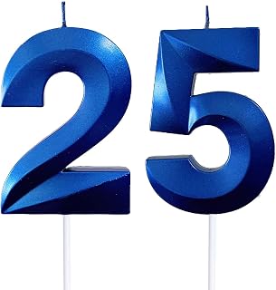 2.76" 25th/52nd Blue 3D Geometric Number Candles