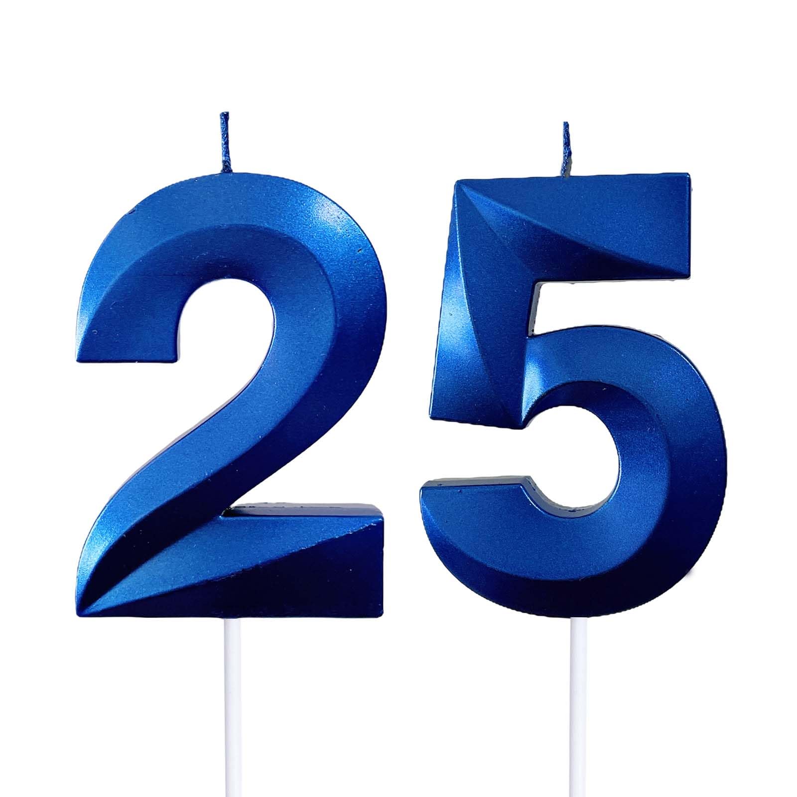 2.76" 25th/52nd Blue 3D Geometric Number Candles