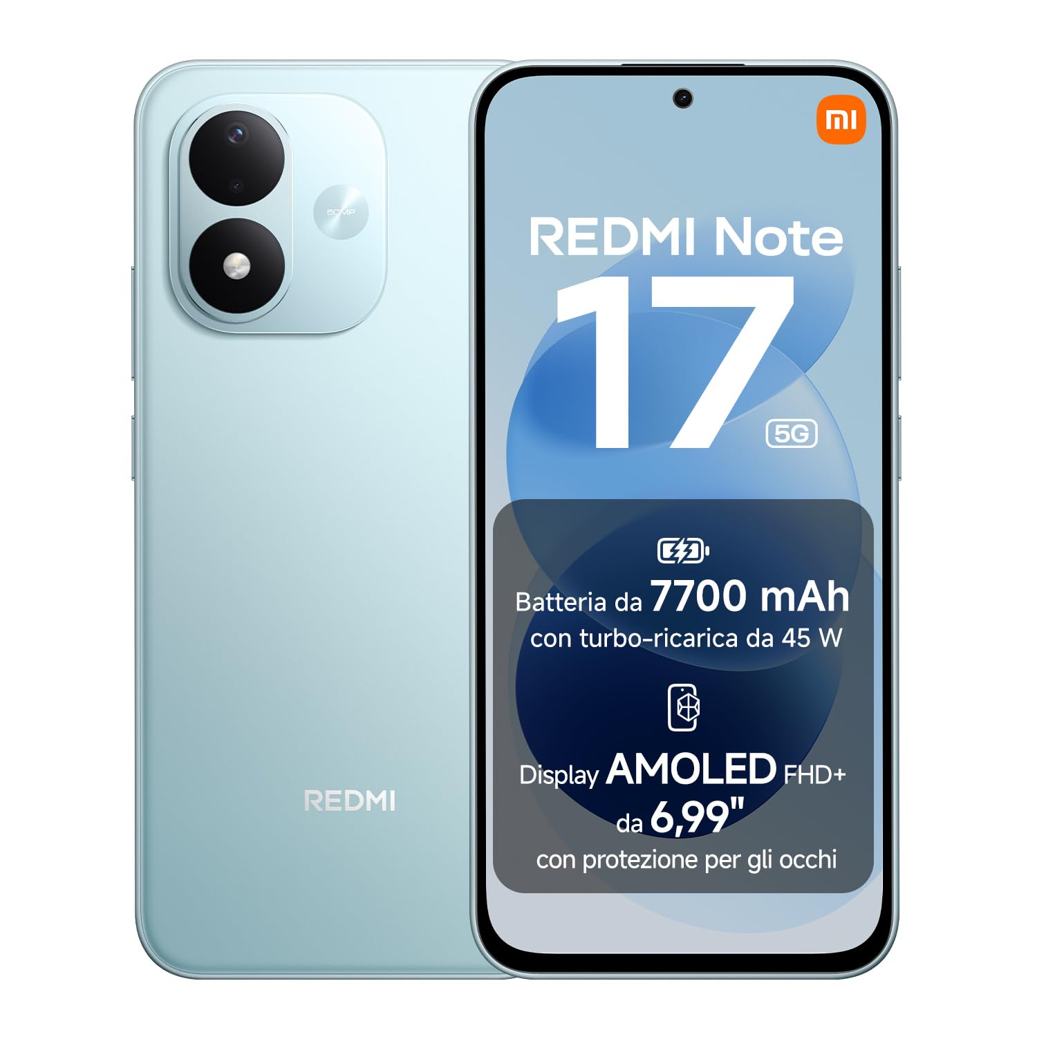 REDMI Note 17 5G, Smartphone 8+256GB, Sky Teal, 7700mAh Battery