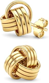 LeCalla Sterling Silver Love Knot Stud Earrings - Lightweight Italian Design Twisted Earrings for Women