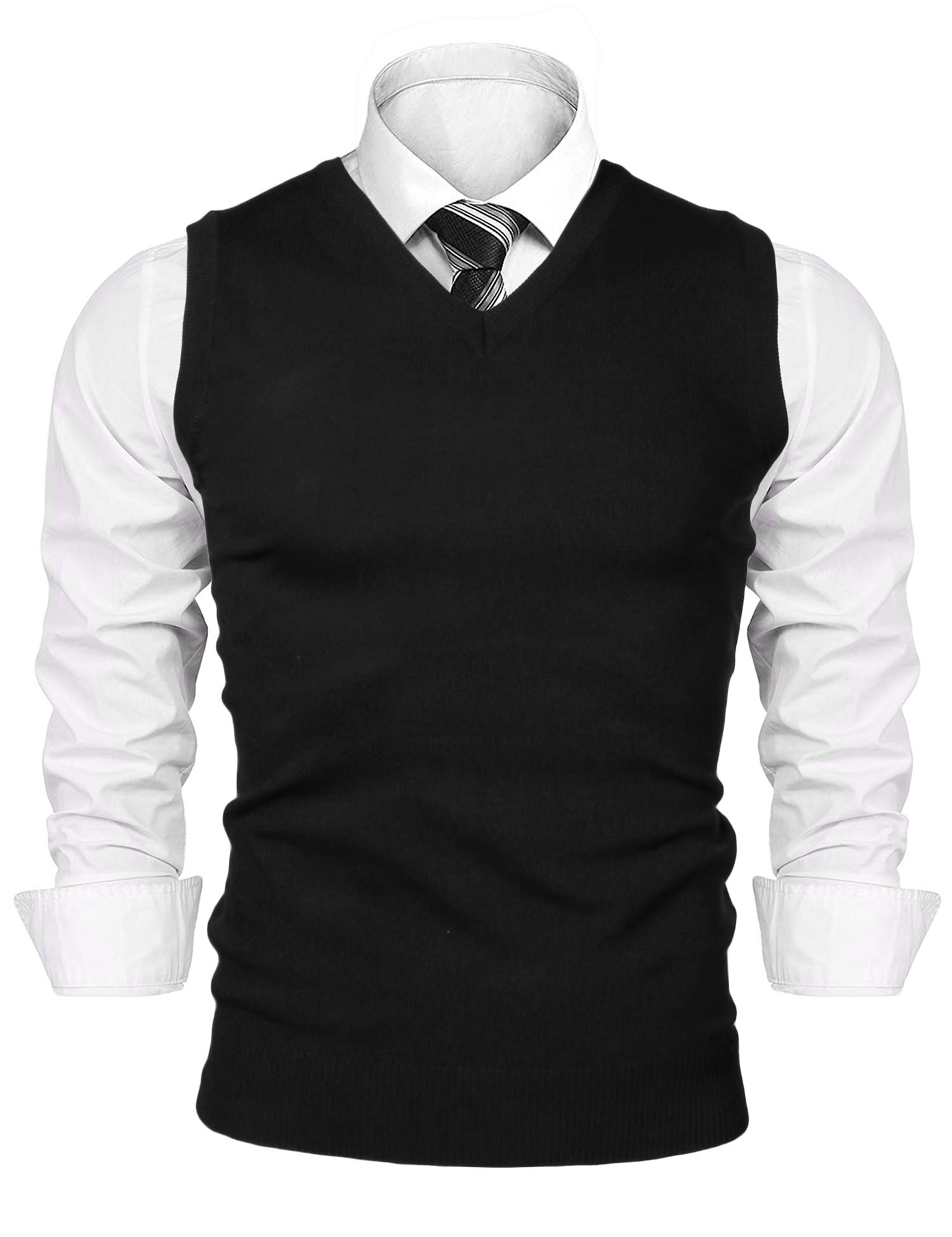 Sykooria Sweater Vest Men's Sleeveless Knitted Vest V-Neck Knitted Pullover Vest