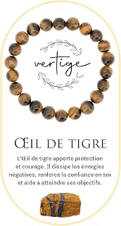 VERTIGE Lithotherapy Bracelet Natural Mineral Stones, Source of Wellness and Physical, Provides Tranquility and Lucidity, Helps Channel Stress, Women/Men