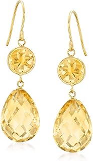 Ross-Simons 19.00 ct. t.w. Citrine Drop Earrings in 14kt Yellow Gold