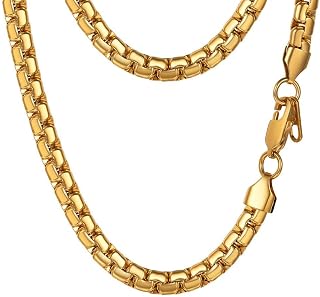 316L Stainless Steel Round Link Chain for Men, Black/18K Gold Plated, 4mm/6mm Chain Necklace, 18/20/22/24/26/28/30 inch