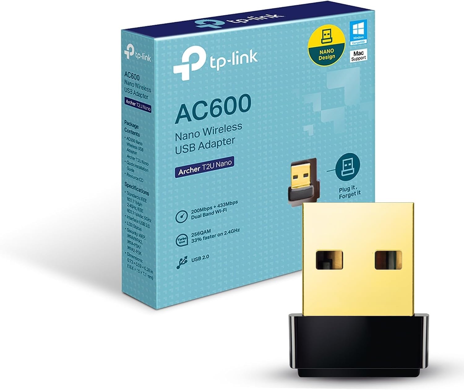 TP-Link Nano AC600 USB WiFi Adapter for Desktop PC- 2.4G/5G Dual Band | USB Wire