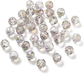 100pcs 8mm Electroplated Faceted Round Glass Beads Loose Spacer Beads for DIY Friendship Bracelets Necklace Earrings Jewelry Sparkling Wind Chimes Beads