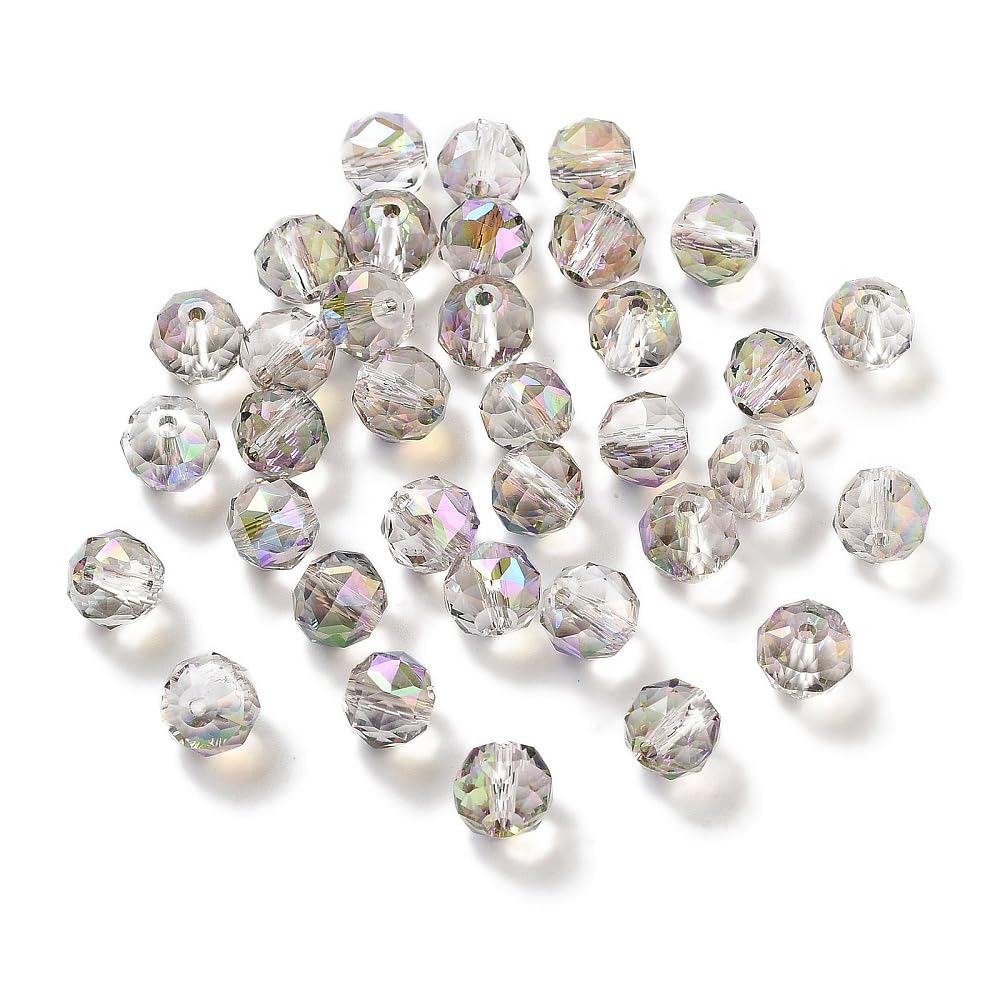 100pcs 8mm Electroplated Faceted Round Glass Beads Loose Spacer Beads for DIY Fr