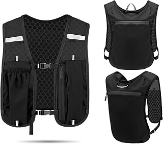 Unisex Running Vest with Phone Holder & Storage Adjustable Hydration Vest Lightweight & Breathable Running Backpack for Running Cycling Hiking