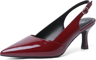 Mostrin Kitten Heels for Women with Closed Toe Back Strap Pumps for Women Wedding Party Commuter