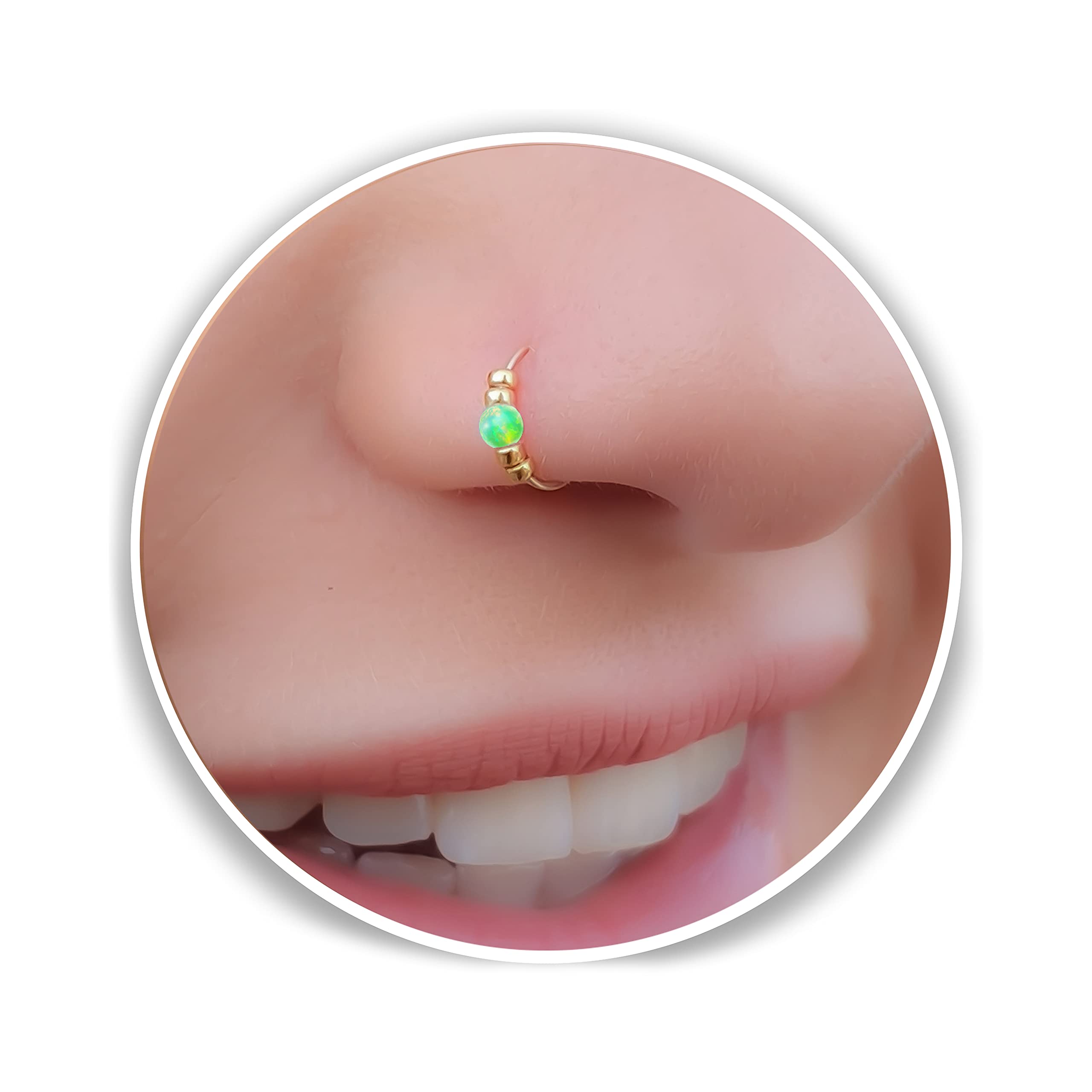 Ultra Thin Opal Nose Ring