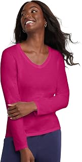 Hanes Womens V-Neck Long Sleeve Tee
