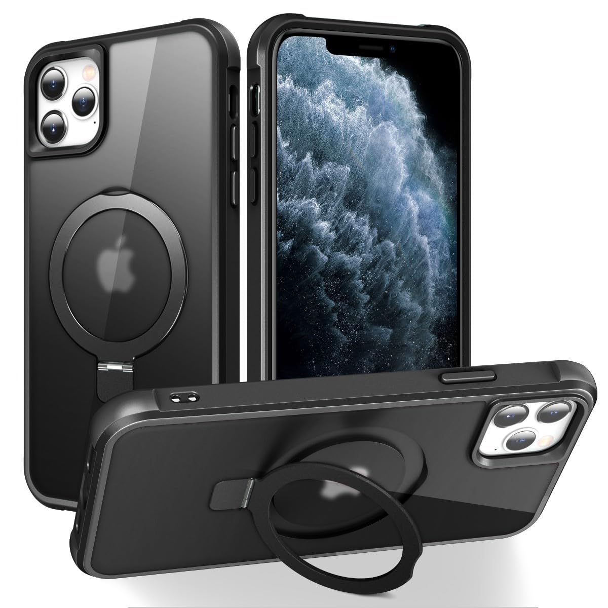 SKYLMW Compatible with iPhone 11 Pro Max Case with Stand,Black