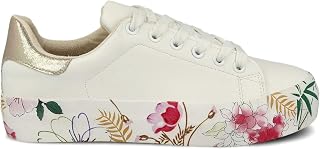 Women's Sneakers Platform Sports Shoes, Gymnastics, Tennis, Sports, Casual and Walking. Lace-up Closure. Padded interior. Eco Floral, Star and White