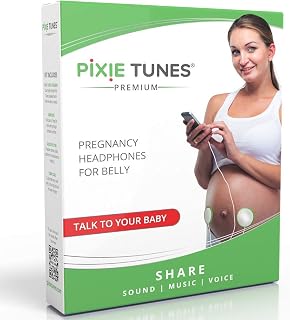 Pixie Tunes Premium Award-Winning Baby Bump Headphones; #1 Pregnancy Speakers to Play Music, Sound and Talk to Your Baby, White