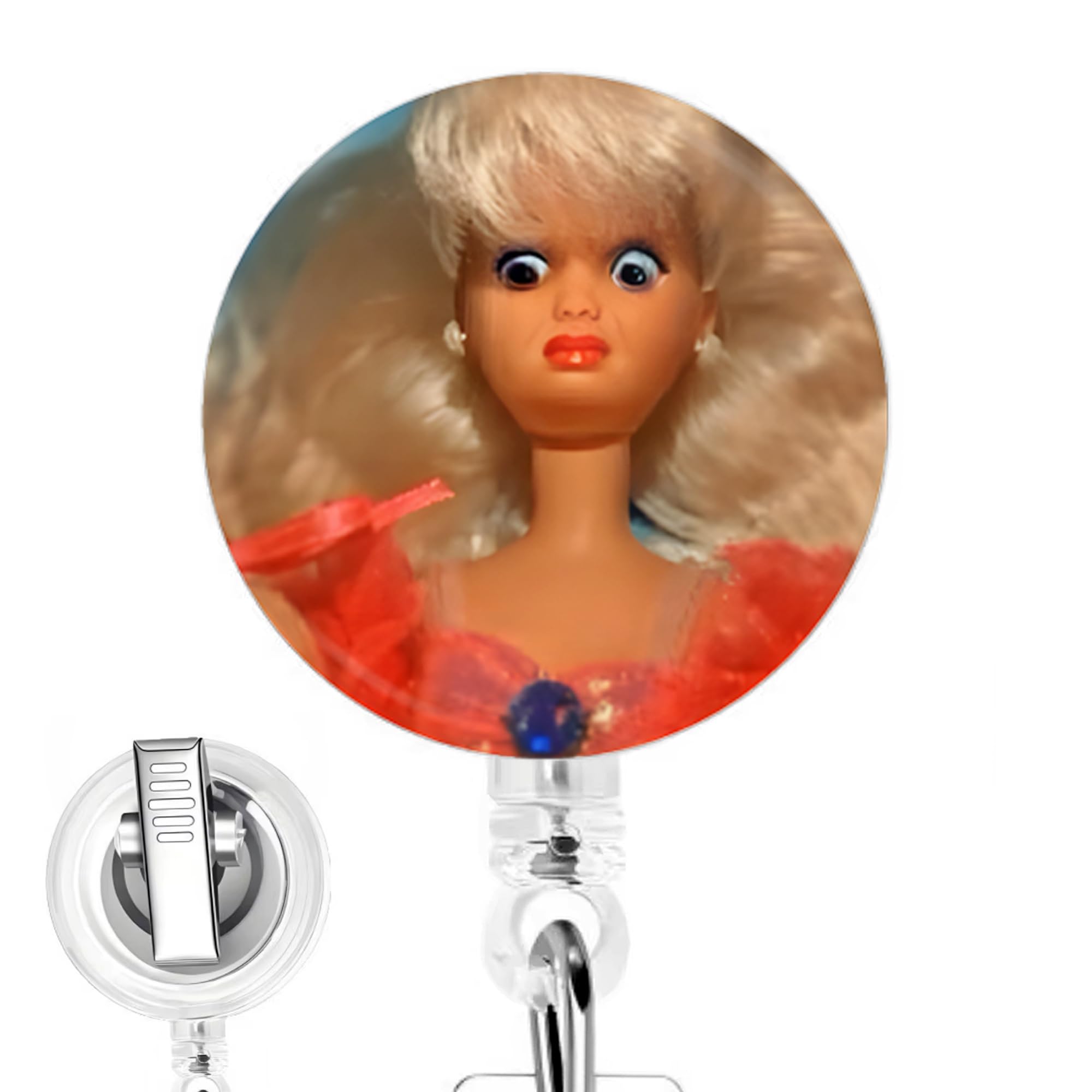 Blonde Cringe Doll Nurse Badge Reel – Cute Retractable ID Holder for Nurses, Nur