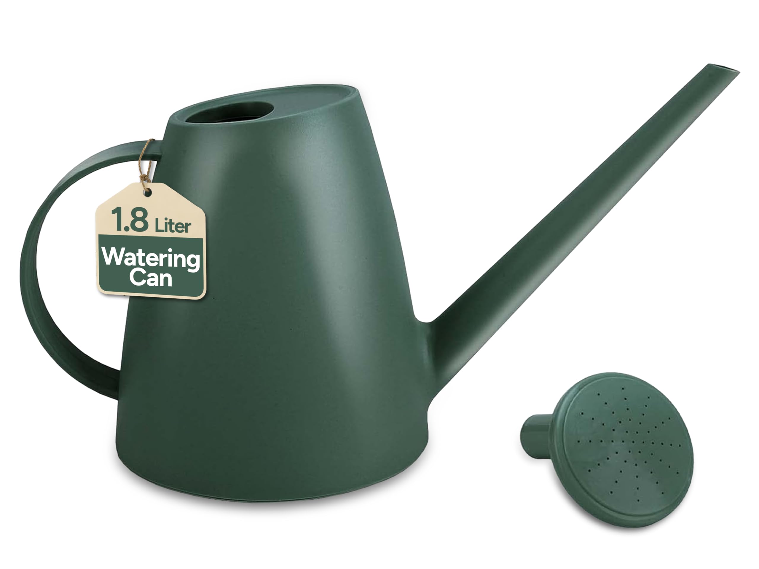 Zuvo Small Indoor Watering Can 1.8L with Long Spout, Detachable Rose Head