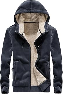 Gihuo Mens Sherpa Hoodies Zip Up Fleece Lined Sweatshirt Hooded Winter Warm Jacket