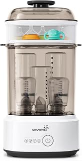 Grownsy Compact Baby Bottle Sterilizer and Dryer with Fast Sanitization | Time Saving, Holds 5 Bottles & Pump Parts, 3 Modular Modes, Easy Operation, Sterile Storage for Home & Travel Use，Black