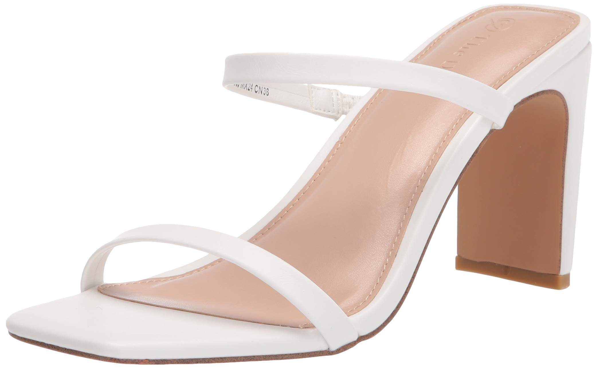 The Drop womens Avery Square Toe Two Strap High Heeled Sandal Heeled Sandal