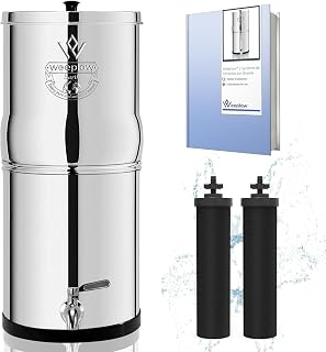 Weeplow Earth ECO Gravity Water Filter System 8.5L Steel Countertop Filter | 8.5L stainless steel countertop system with 2 O'Pure purification elements. Gravity-fed, no power or plumbing needed.