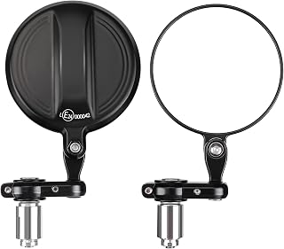 KEMIMOTO Universal Motorcycle Mirror, 360° Rotatable Motorcycle Handlebar Bar End Mirrors, Rear View Side Mirror, Compatible with 13-21 mm Handlebar Inner Diameter