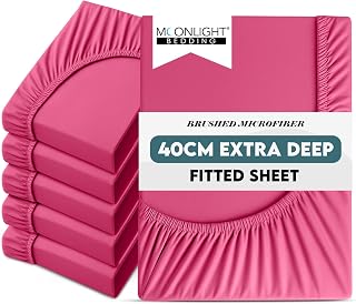 Moonlight Bedding King Size Fitted Sheets 6 Pack 40CM Hot Pink Bed Sheet